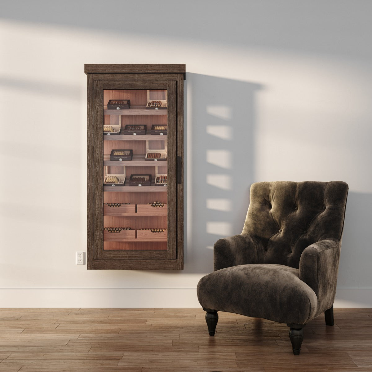 wall-hanging-humidor-grand – wine cabinet by Grandeur Furnishings