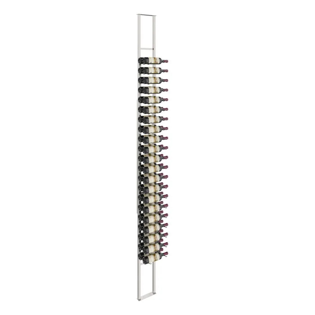 W Series floating wine rack, floor-to-ceiling, 42 bottles, chrome