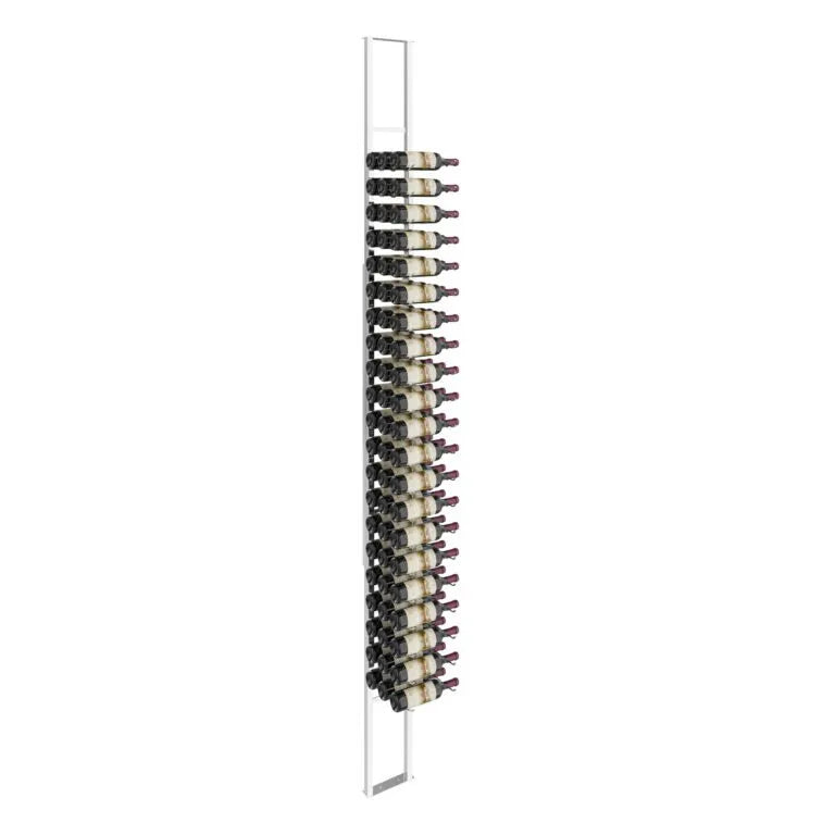 W Series floating wine rack, floor-to-ceiling, 63 bottles, chrome