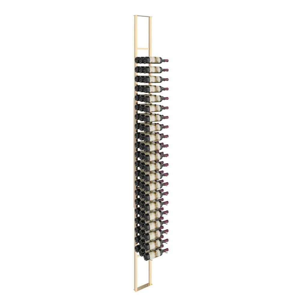W Series floating wine rack, floor-to-ceiling, 63 bottles, golden bronze