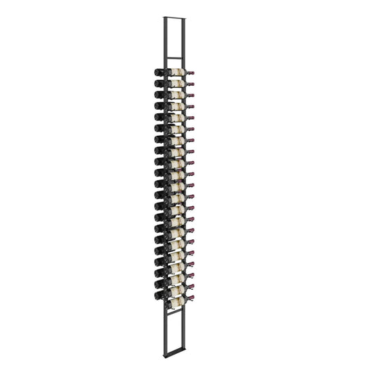 Wine rack with multiple bottles on a white background