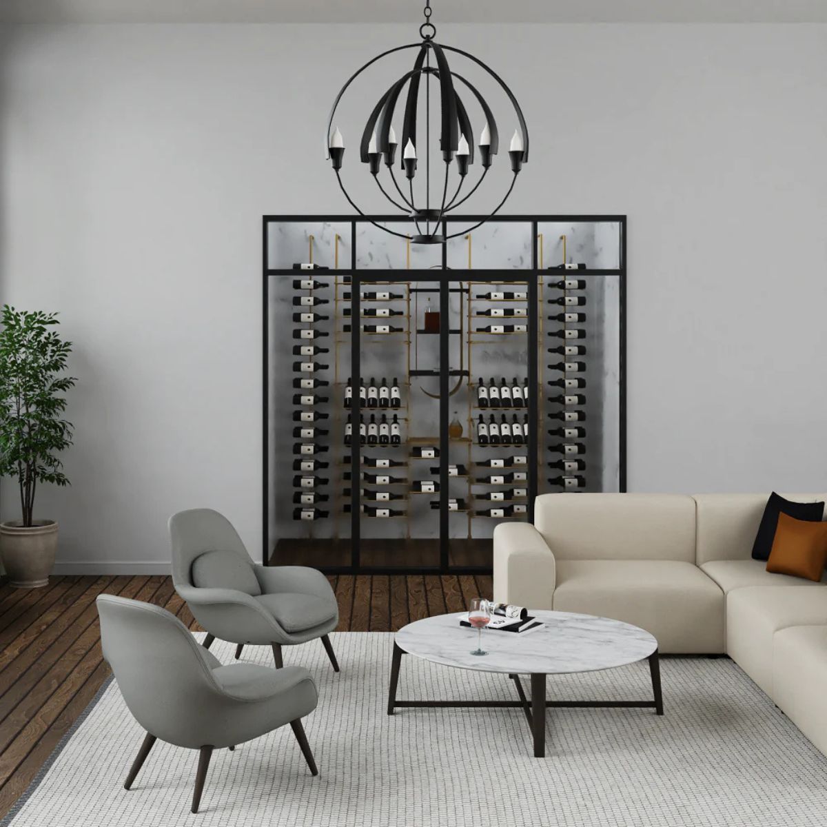 marche-wine-wall-128-bottles – wine cabinet by Grandeur Furnishings