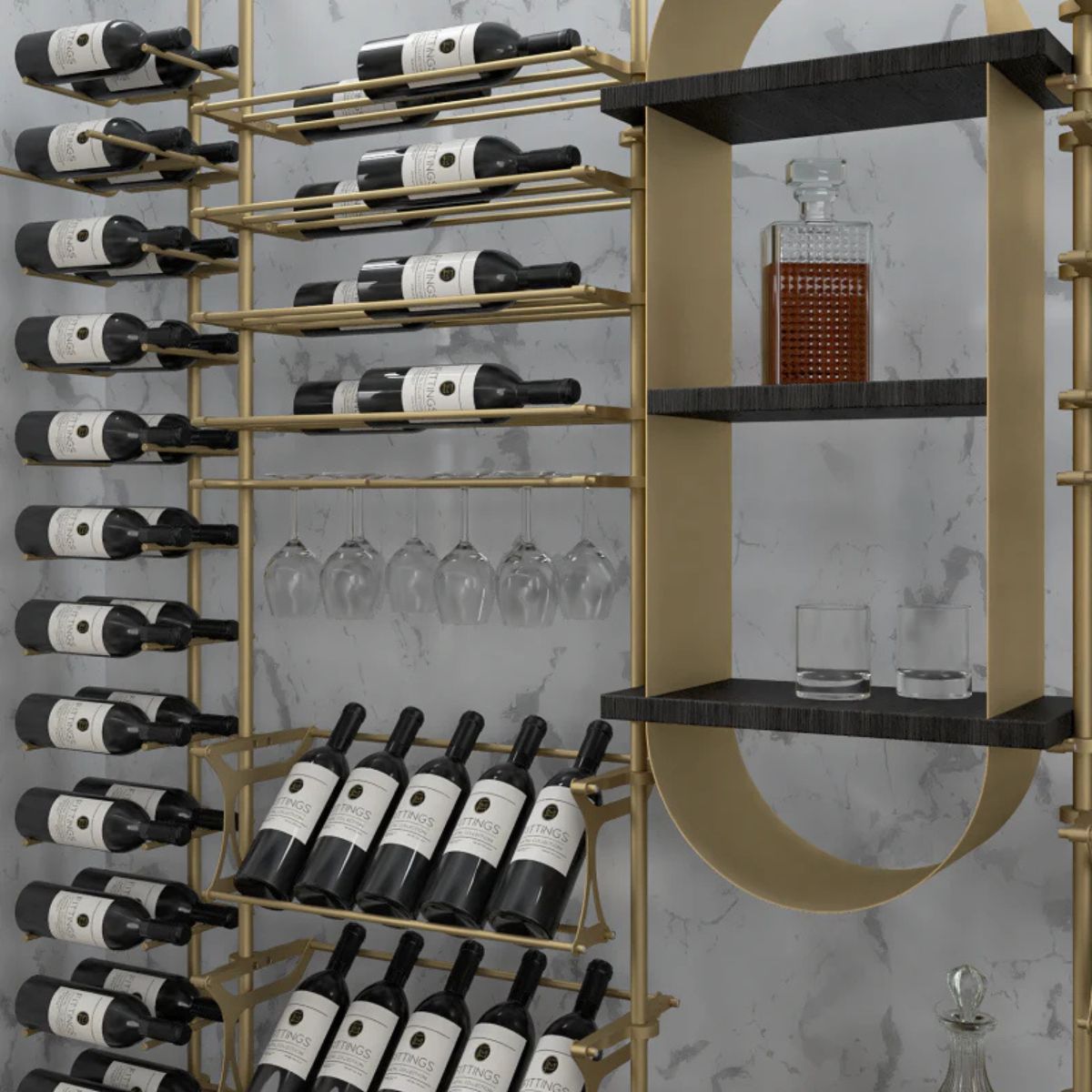 marche-wine-wall-128-bottles – wine cabinet by Grandeur Furnishings