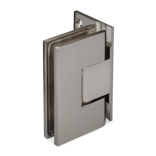 Taiga Standard Duty Adjustable 90° Wall-Glass Hinge with Offset Backplate - Brushed Nickel