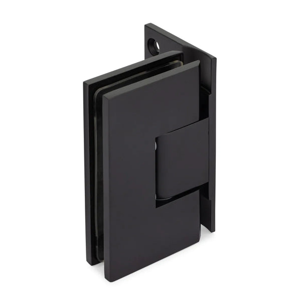 Taiga Standard Duty Adjustable 90° Wall-Glass Hinge with Offset Backplate - Matte Black