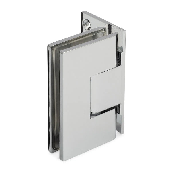 Taiga Standard Duty Adjustable 90° Wall-Glass Hinge with Offset Backplate - Polished Chrome