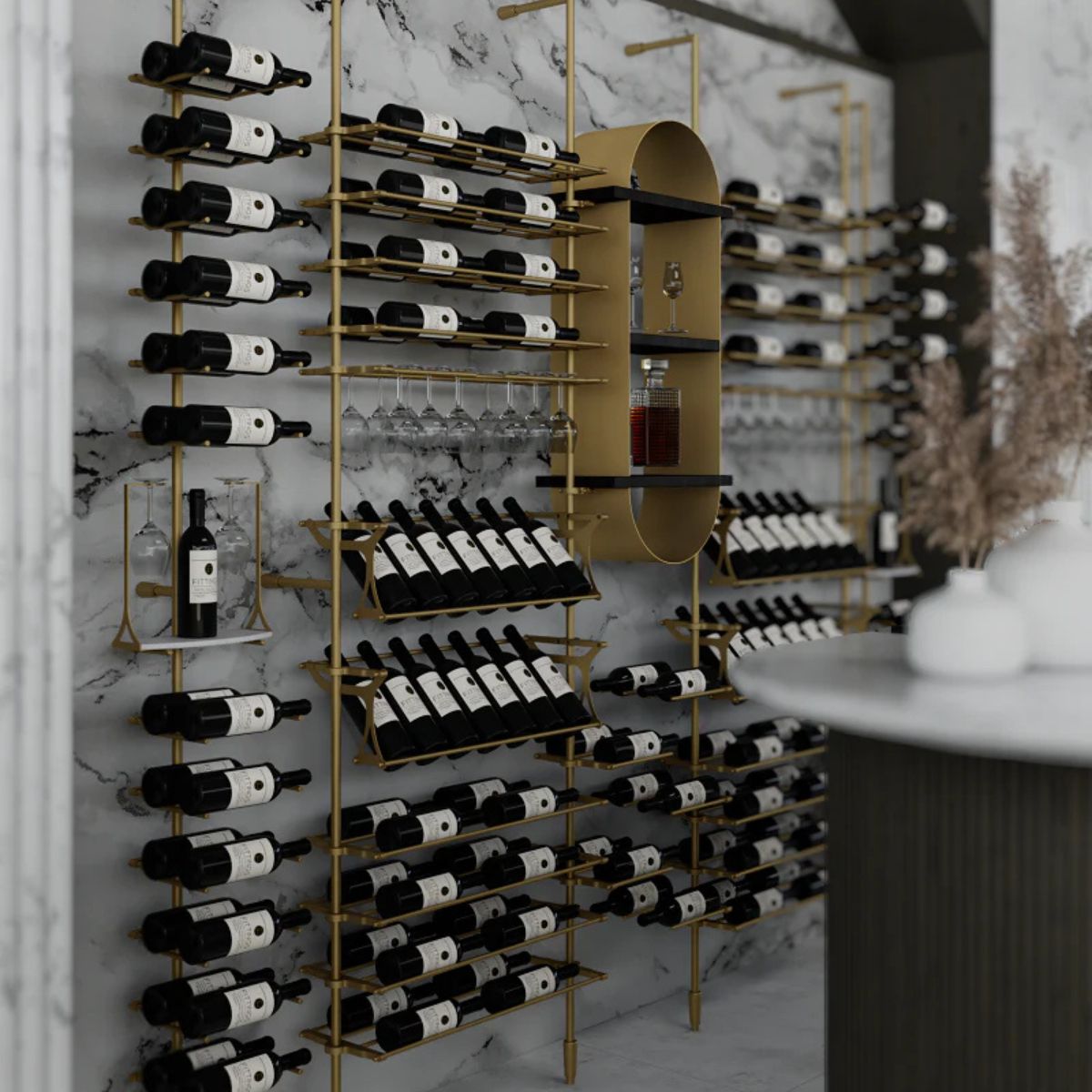 tuscany-wine-wall-156-bottles – wine cabinet by Grandeur Furnishings