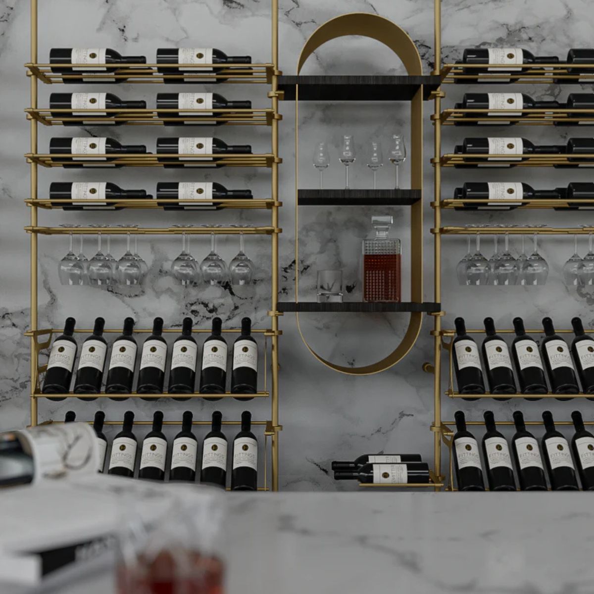 tuscany-wine-wall-156-bottles – wine cabinet by Grandeur Furnishings