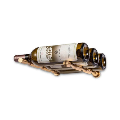 Vintage View Wine rack in golden bronze holding three bottles of wine