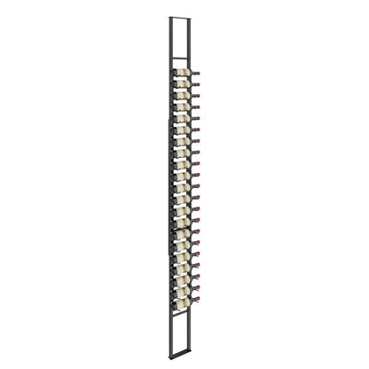 Wine rack with multiple bottles on a white background