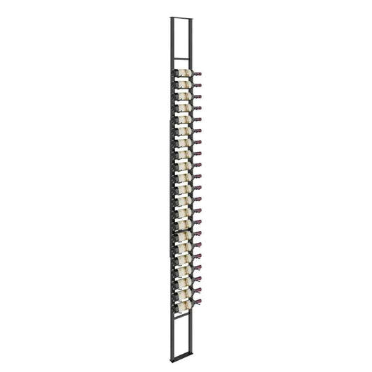 Wine rack with multiple bottles on a white background