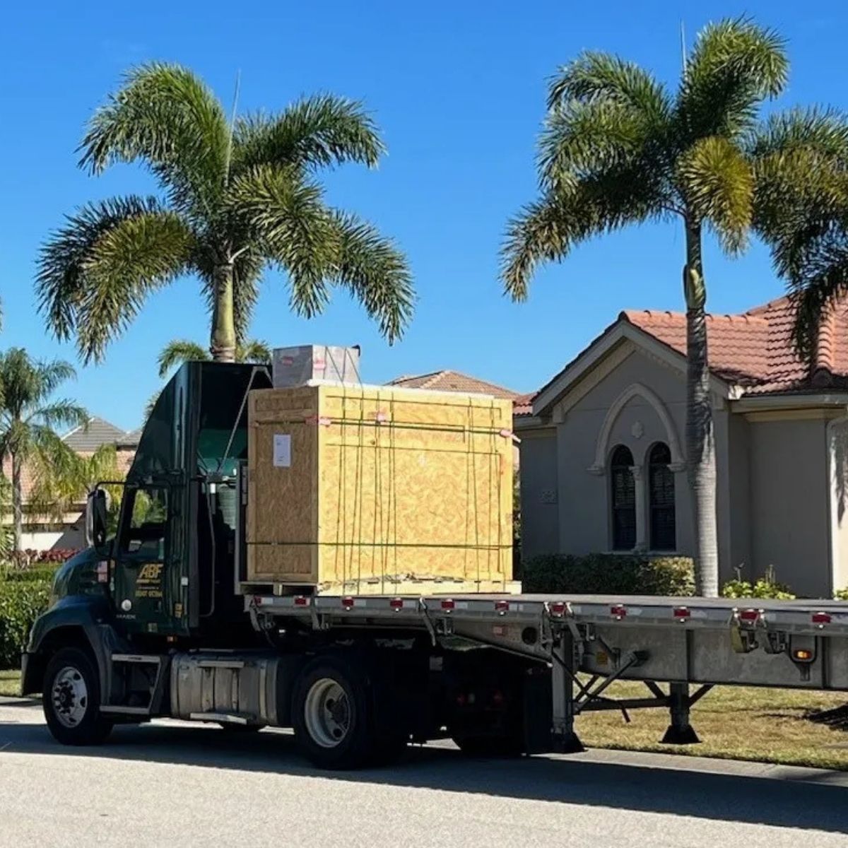 custom wine cabinet crated on truck